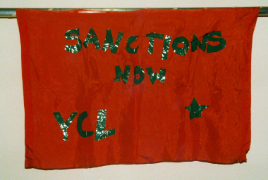 banner, Sanctions Now, Young Communist League [NMLH.1994.168.297] (image/jpeg)