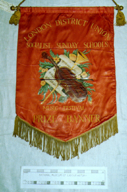 banner, London District Union Socialist Sunday Schools Music Festival Prize Banner [NMLH.1993.677] (image/jpeg)