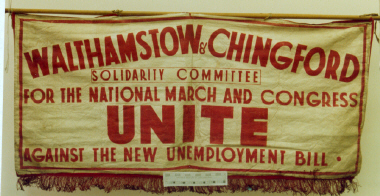banner, Walthamstow and Chingford National March Committee [NMLH.1993.688] (image/jpeg)
