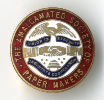 Amalgamated Society of Paper Makers badge (image/jpeg)