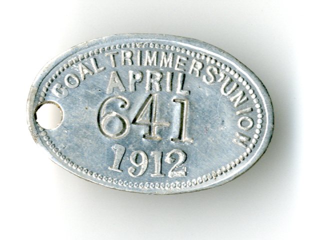 Coal Trimmers Union, Cardiff, Penarth, Barry badge (image/jpeg)