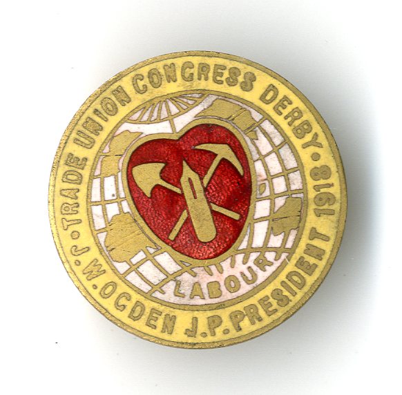 Trades Union Congress Derby 1918 badge (image/jpeg)