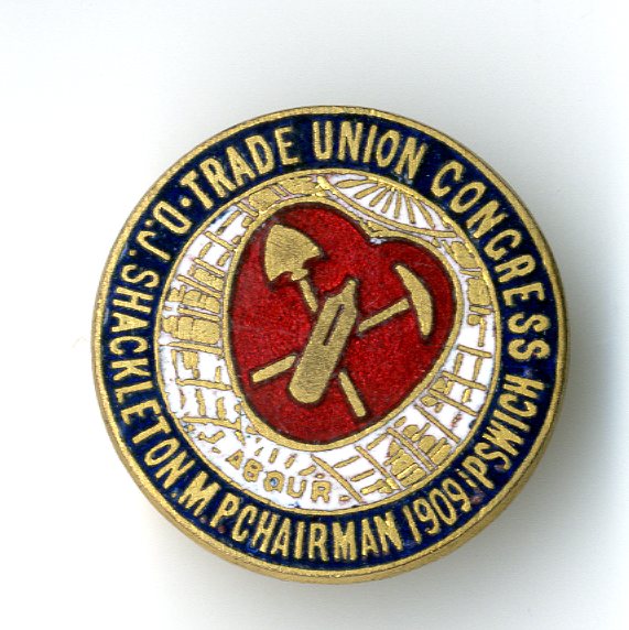 Trades Union Congress Ipswich 1909 badge (image/jpeg)