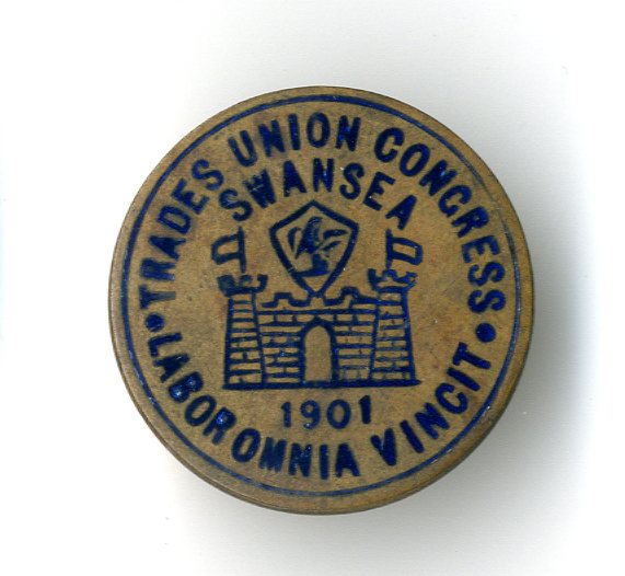 Trades Union Congress Swansea 1901 badge (image/jpeg)