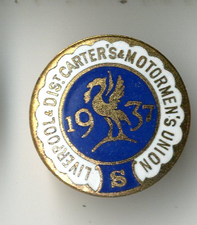 Carters and Motormens Union Liverpool District badge (image/jpeg)
