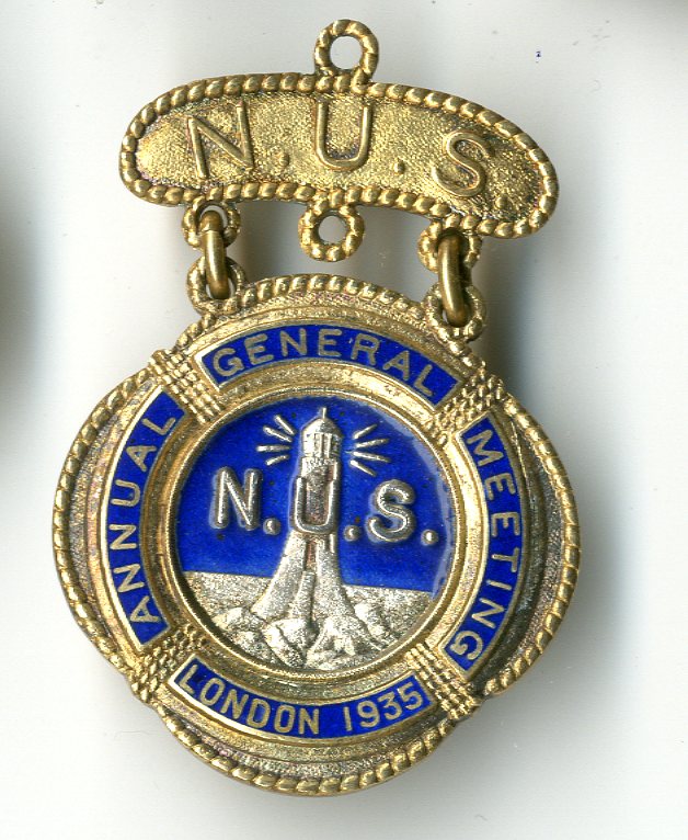 National Union of Seamen Annual General Meeting 1935 badge (image/jpeg)