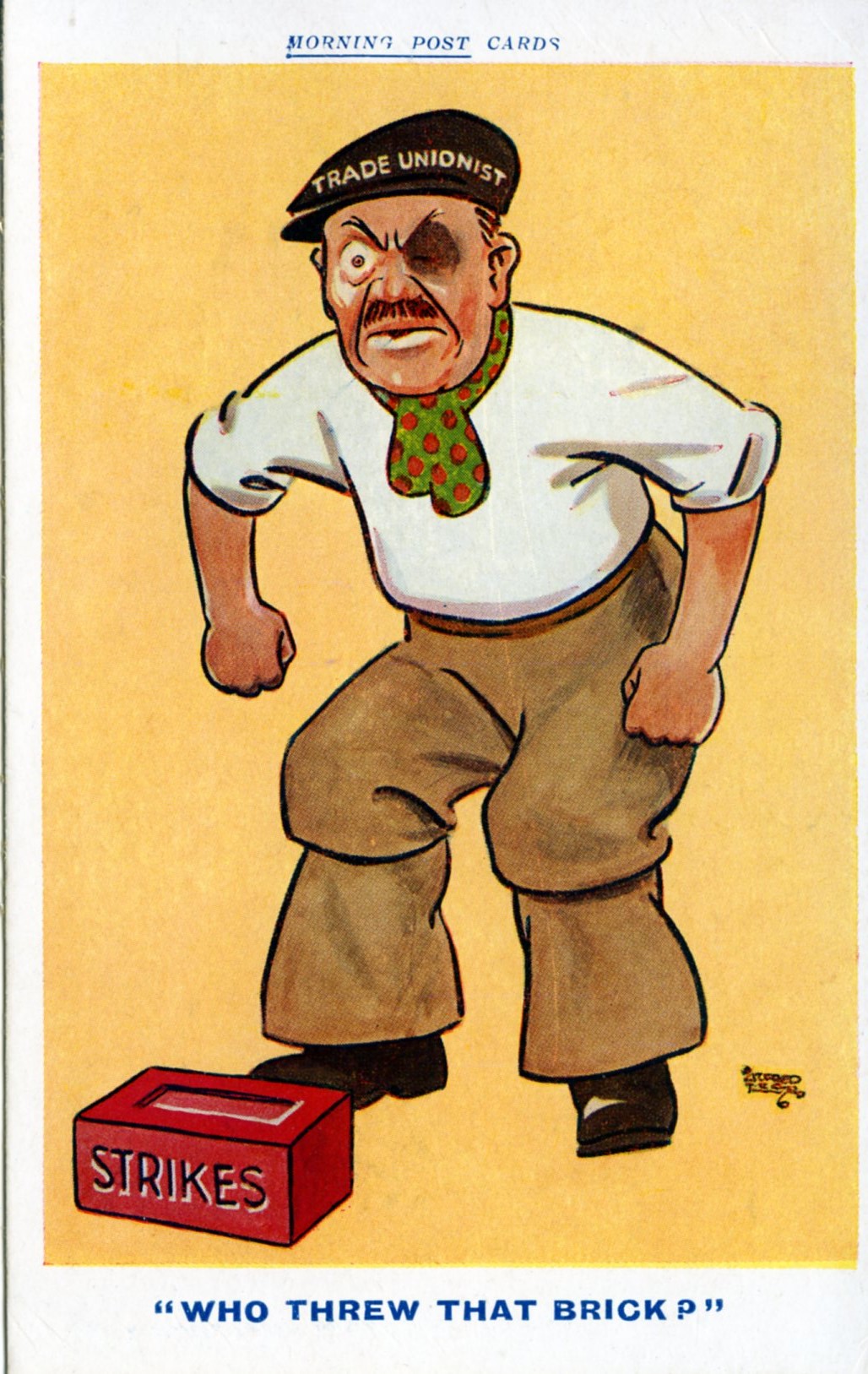 Who threw that brick? postcard (image/jpeg)