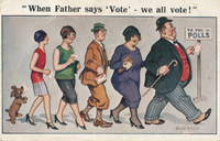 'When Father says 'Vote'- we all vote' postcard,1928 (image/jpeg)