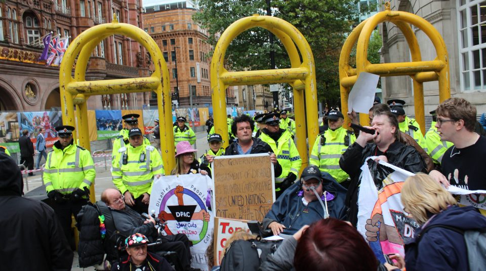 Disabled People Against the Cuts protest, Conservative Party Conference, Manchester, 14 September 2017