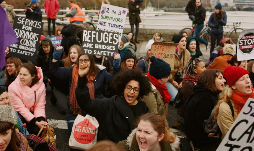 Image of 8 November 2018, In Conversation: Vote vs Voice @ People's History Museum. Sisters Uncut protest, London 2018. Photo © Holly Falconer