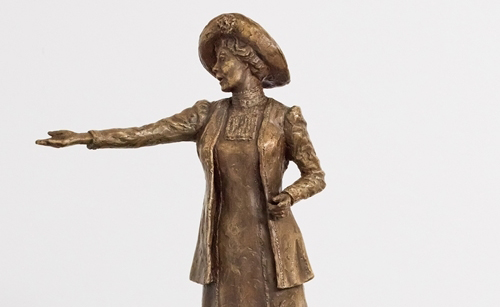 Image of Emmeline Pankhurst statue maquette, by sculptor Hazel Reeves