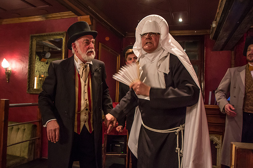 Left to right: John Smeather as the Emcee and Alan Beck as Sister Mercy in the production of A Very Victorian Scandal © N Chinardet