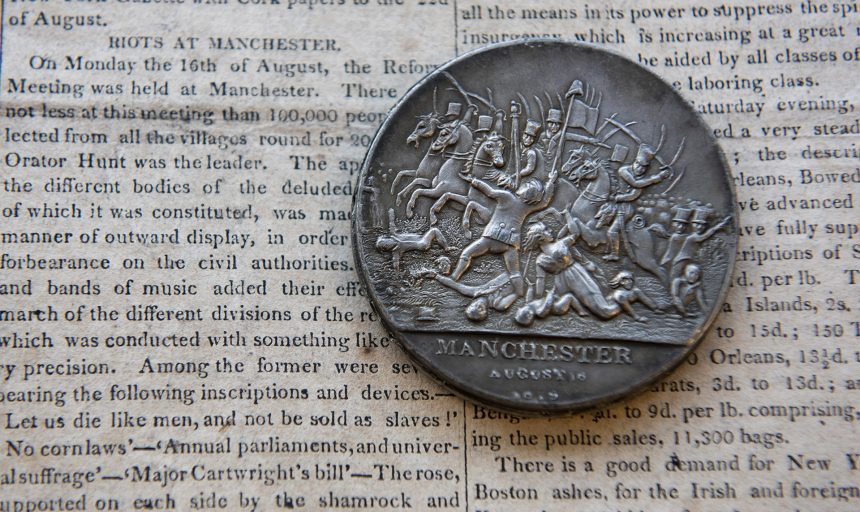 Image of 1819 newspaper and Peterloo commemorative medal © People's History Museum