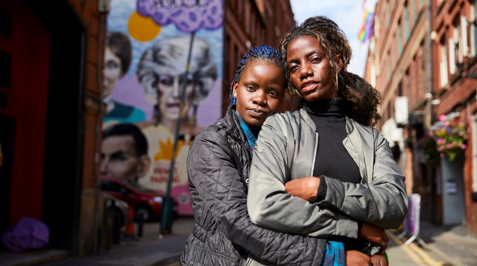 23 June 2019, This Is Who I Am @ People's History Museum. Megan Nankabirwa (left) and her partner Lydia Nabukenya (right), Manchester's Gay Village © Christopher Thomond for The Guardian.