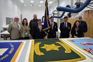 The Wrexham Veterans visit to see the Wrexham Veteran Association Standards in The Conservation Studio