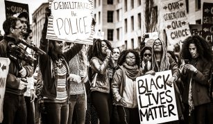 Image of 23 November 2019, Writing and Remembering Protest @ People's History Museum. Demilitarize the Police, Black Lives Matter protest, November 2015 © Johnny Silvercloud