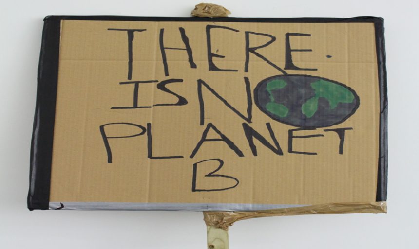 Image of 'There Is No Planet B' placard (front side), from Schools Strike for Climate, Manchester, 15 February 2019. Image courtesy People's History Museum