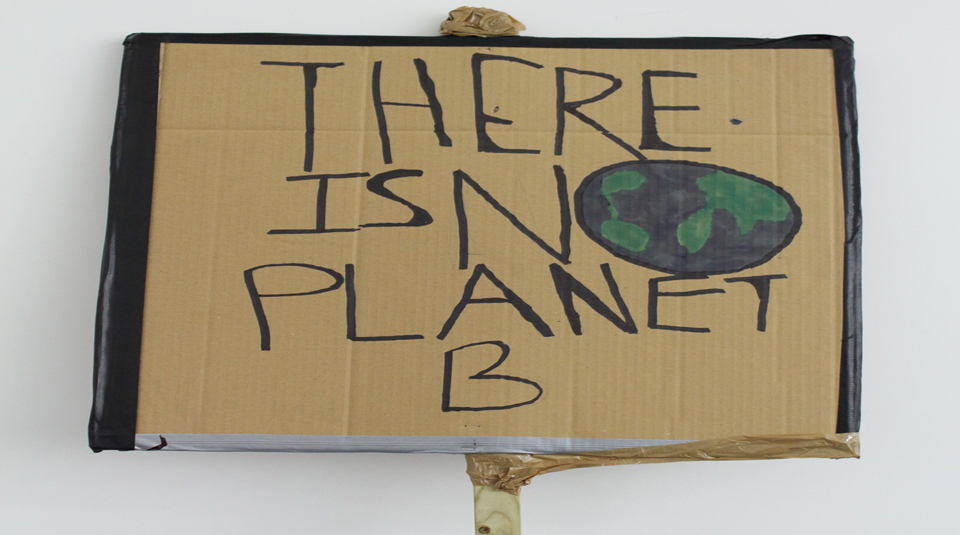 Image of 'There Is No Planet B' placard (front side), from Schools Strike for Climate, Manchester, 15 February 2019. Image courtesy People's History Museum