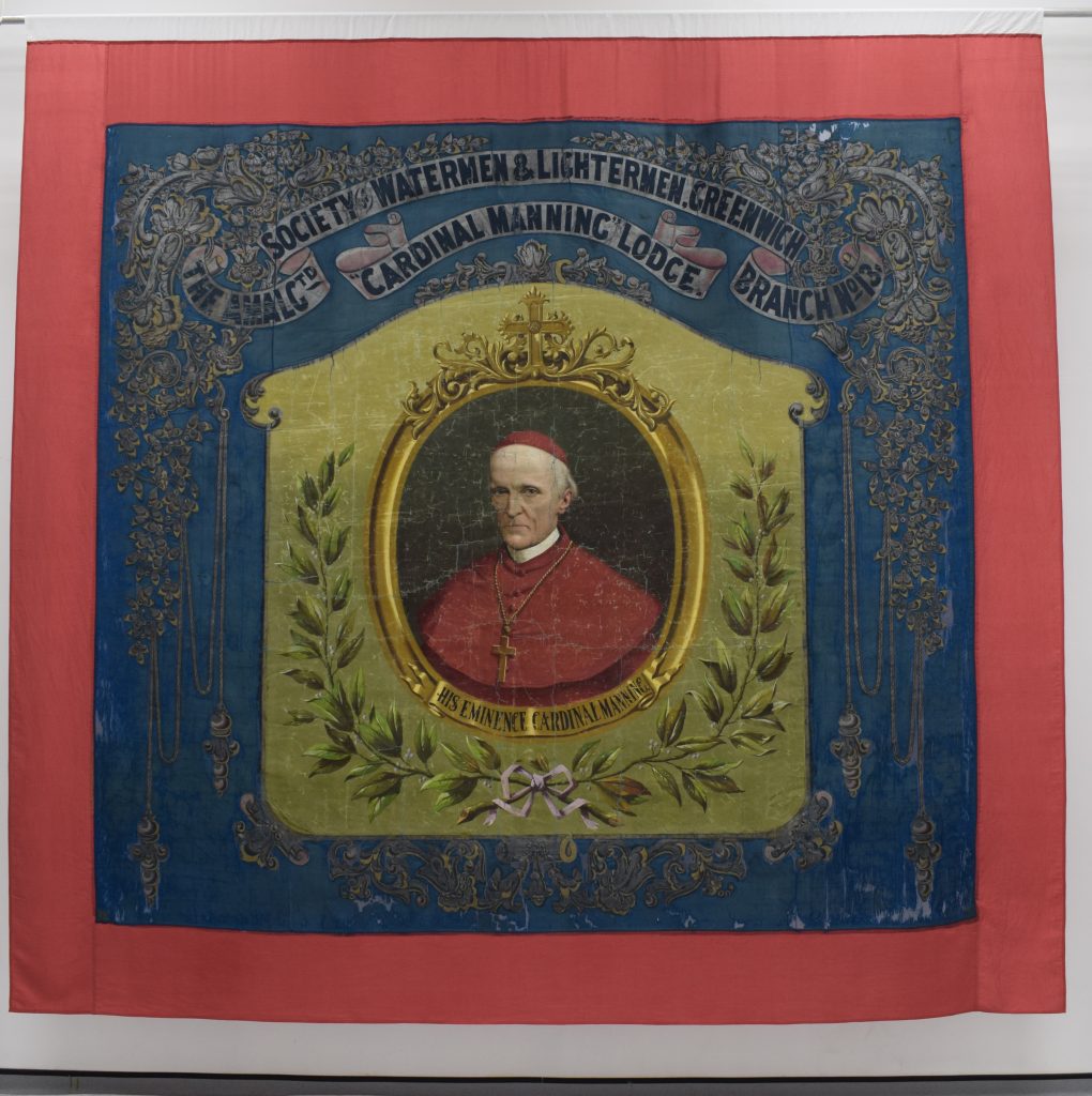Amalgamated Society of Watermen & Lightermen Greenwich Branch No13 Cardinal Manning Lodge banner (Front) © People's History Museum