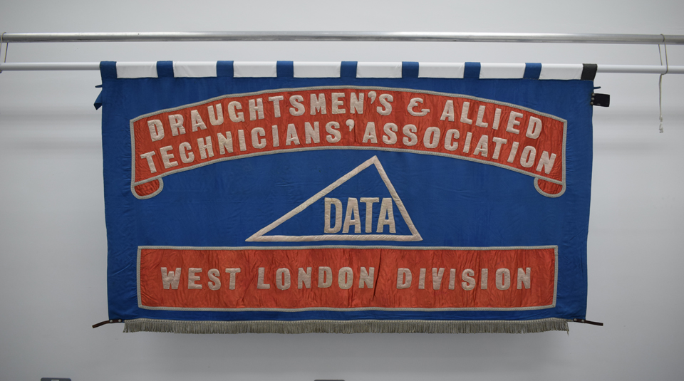 Image of Draughtsmen’s & Allied Technicians’ Association (DATA), West London Division banner, around 1961. Image courtesy of People's History Museum