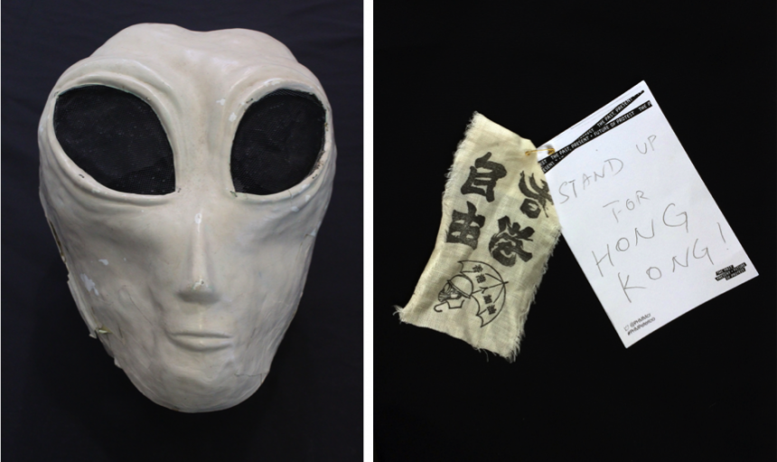 Image of Alien Anthropologist mask & Hong Kong pro-democracy fabric patch