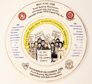 Dagenham Ford sewing machinists strike and Equal Pay Act commemorative plate, around 1984 © People's History Museum