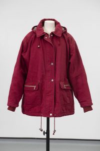 ITV soap opera Coronation Street character Hayley Cropper's red anorak, around 1998. Image courtesy of People's History Museum