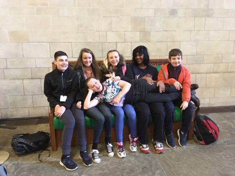 Image of Left to right - Vital Voters vloggers Jonah, Kayleigh, Rhiannon, Ellie, George and Sam © People's History Museum