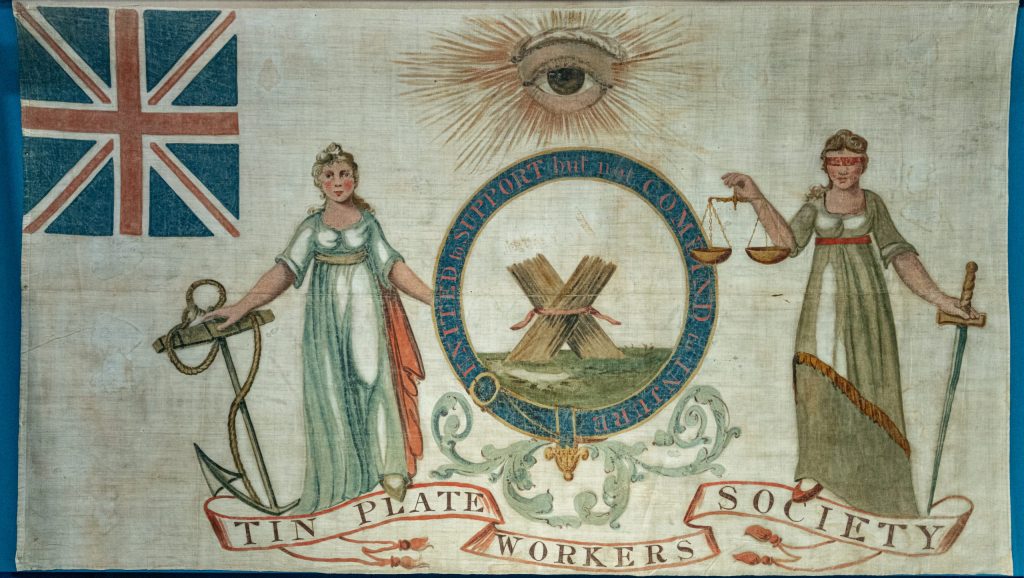 Tin Plate Workers society banner, around 1821. Image courtesy of People's History Museum