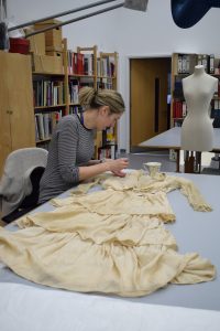 Jenny van Enckevort with Mrs Sutcliffe's wedding dress