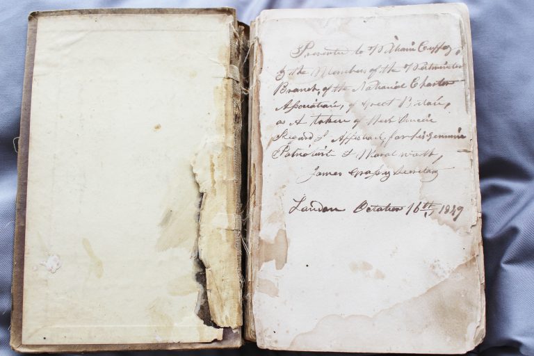 The poetical works of Lord Byron (inside cover), owned by William Cuffay © People’s History Museum