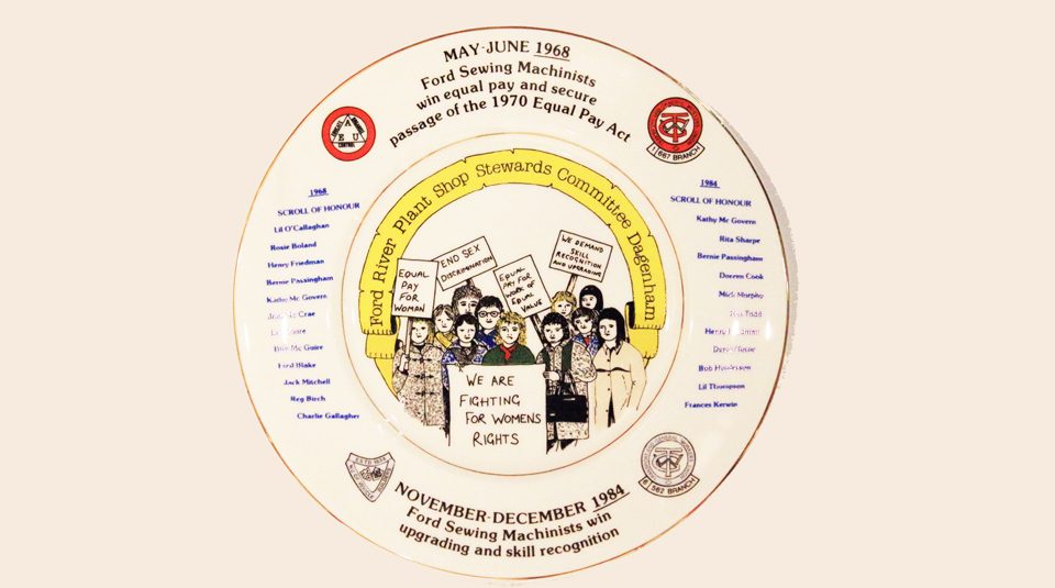 Dagenham Ford sewing machinists strike and Equal Pay Act commemorative plate, around 1984 © People's History Museum