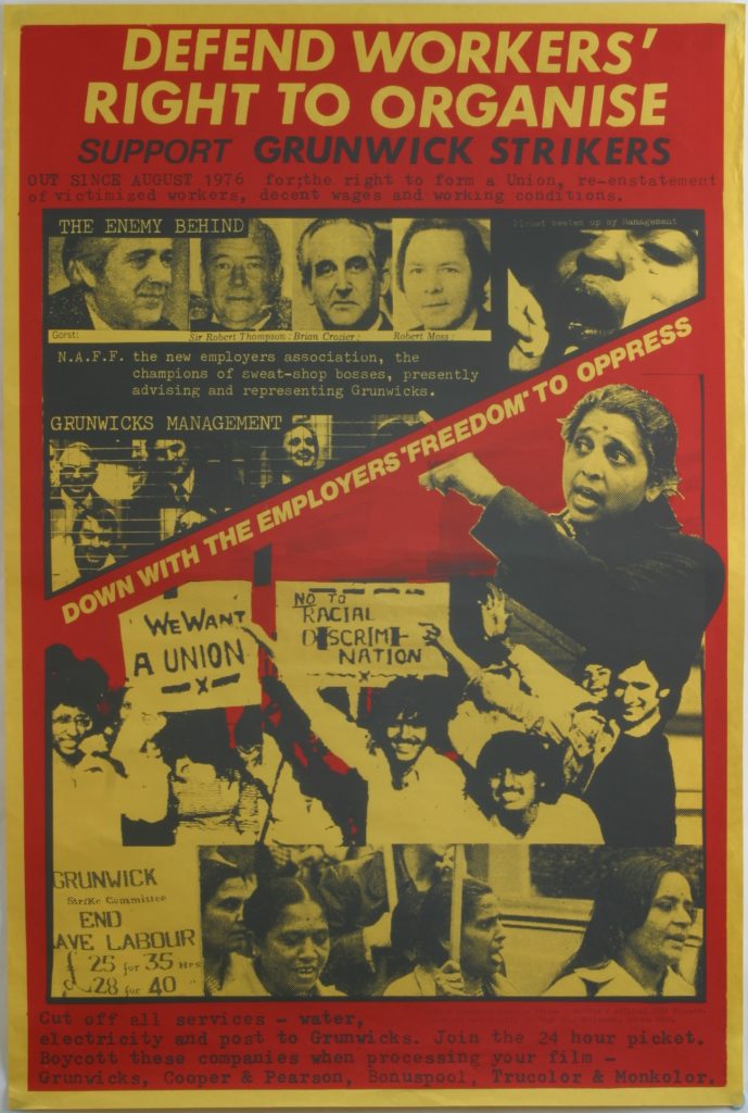 Defend Workers’ Right to Organise, Grunwick strike poster, the Poster Collective, around 1977 © the Poster Collective
