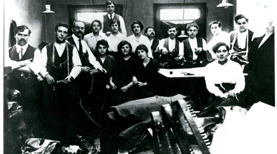 Image of Jewish tailors in a workshop, before 1914 @ People's History Museum