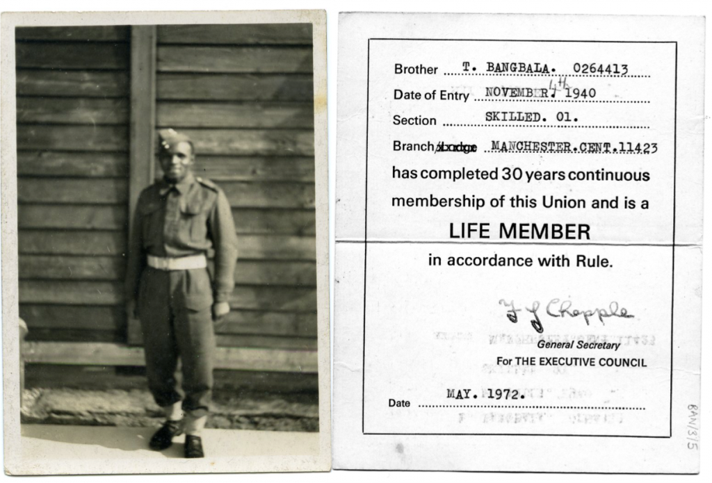 Photograph and document from the Thomas Bangbala collection, Labour History Archive & Study Centre @ People's History Museum