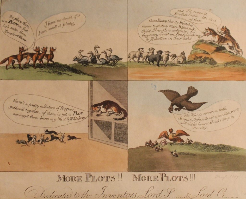 More Plots!!! More Plots!!! Dedicated to the Inventors, Lord S & Lord C , illustration published by SW Fores, 1817 © People's History Museum