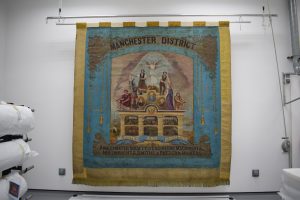 Amalgamated Society of Engineers (ASE), Machinists, Millwrights, Smiths and Pattern Makers, Manchester Branch banner, around 1910 © People's History Museum