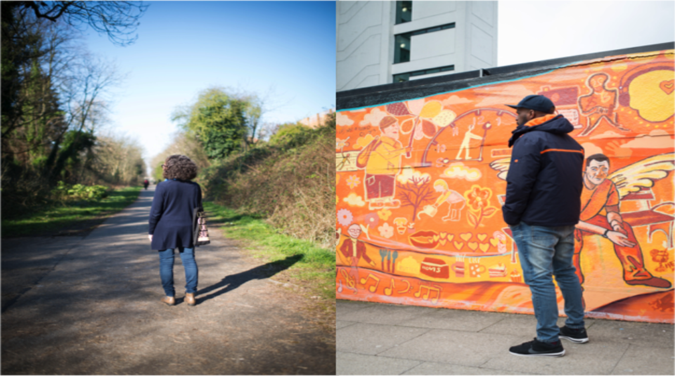 14 November 2020 – 31 October 2021, #WELCOME exhibition @ People's History Museum. Left to right Lorenza & Owen, photographs by Caira Leeming