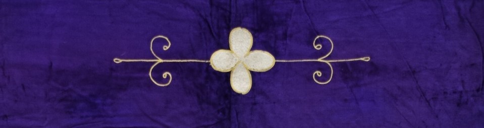 Detail of ecclesiastical embroidery on the Manchester suffragette banner