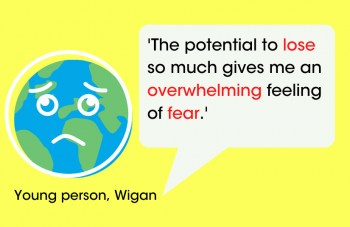 Image of 'The potential to lose so much gives me an overwhelming feeling of fear.' Young person, Wigan. Image courtesy of People's History Museum