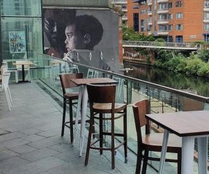 The riverside terrace at Open Kitchen Cafe & Bar.