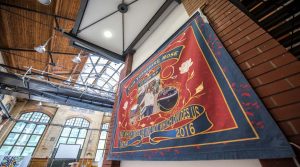 Our Yorkshire Rose banner, 2016. Courtesy of Jo Cox's family. More in Common in memory of Jo Cox exhibition at People's History Museum
