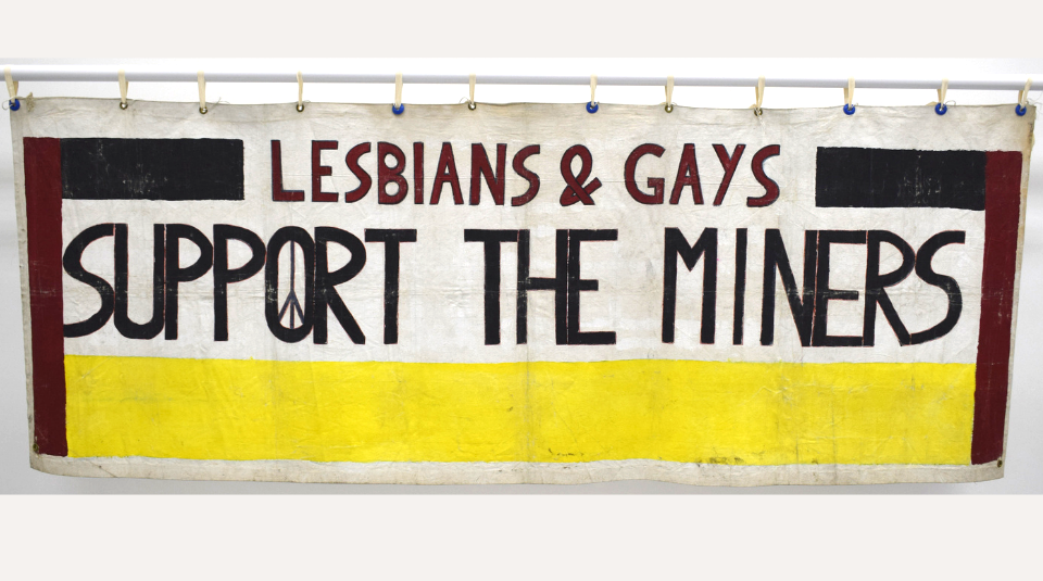 Lesbians & Gays Support The Miners banner, 1984. Image courtesy of People's History Museum