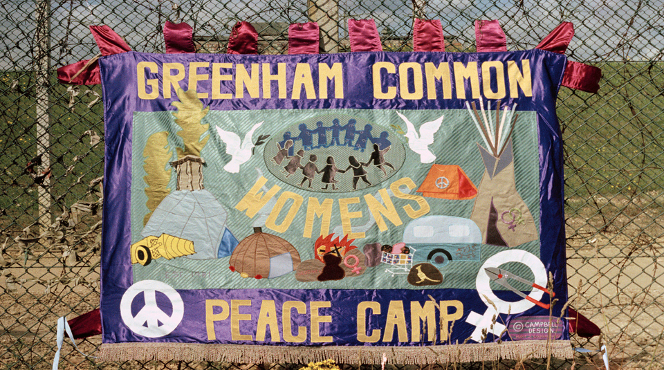 Thurs 2 December 2021, Women For Peace Banners from Greenham Common at People's History Museum. Photograph Greenham Common Womens Peace Camp Banner