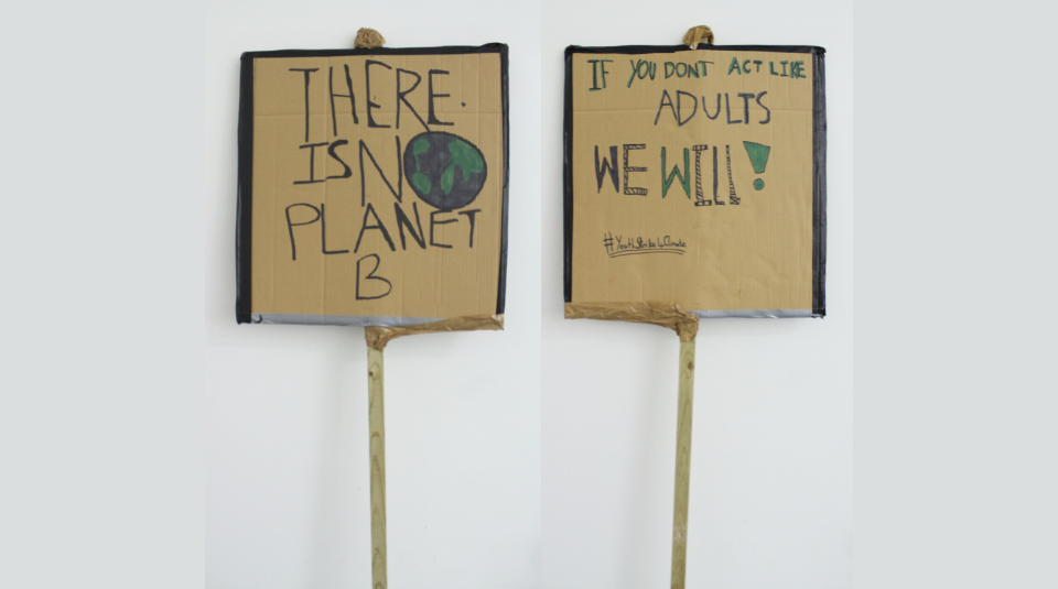 Image of There Is No Planet B placard, 2019 (front & reverse). Image courtesy of People's History Museum.