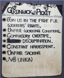 Grunwick Picket board, 1976 © People's History Museum