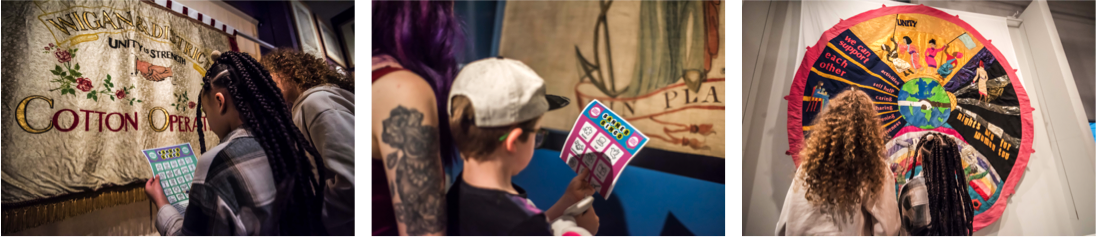 Visitors playing Banner Bingo at People's History Museum