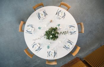 Image of A table set for a wedding in PHM's Engine Hall.