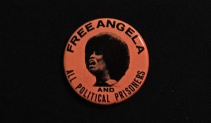 Image of Free Angela Davis badge, around 1970. Image courtesy of People's History Museum