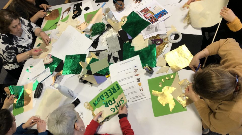 Image of The Fabric of Protest workshop at People's History Museum.